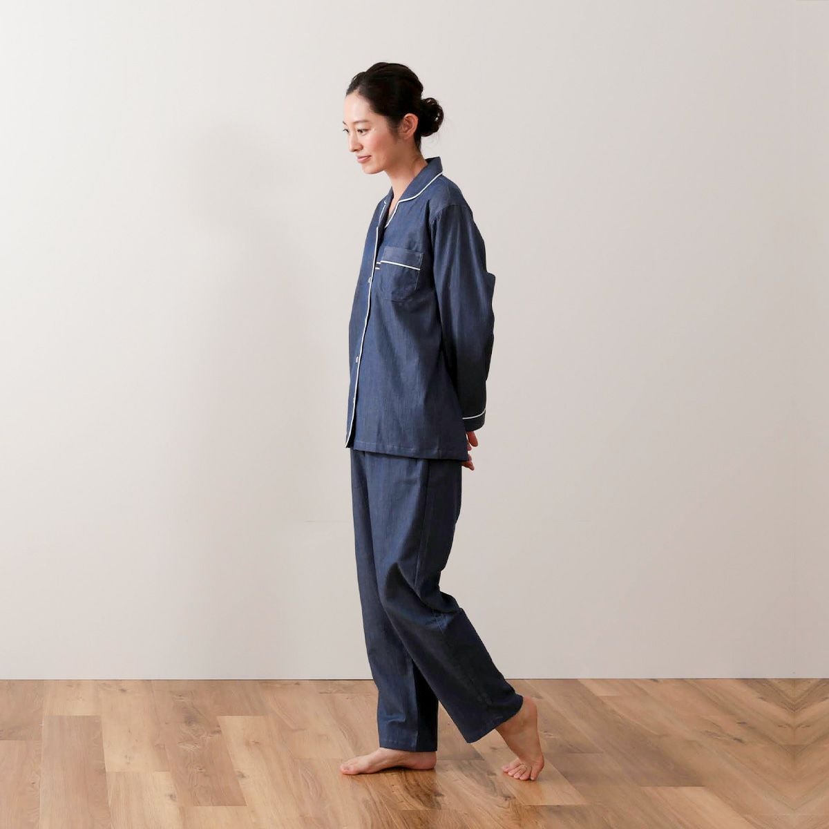レディース｜岡山デニム 無地 長袖 パジャマ｜快眠ラボ公式｜メンズ