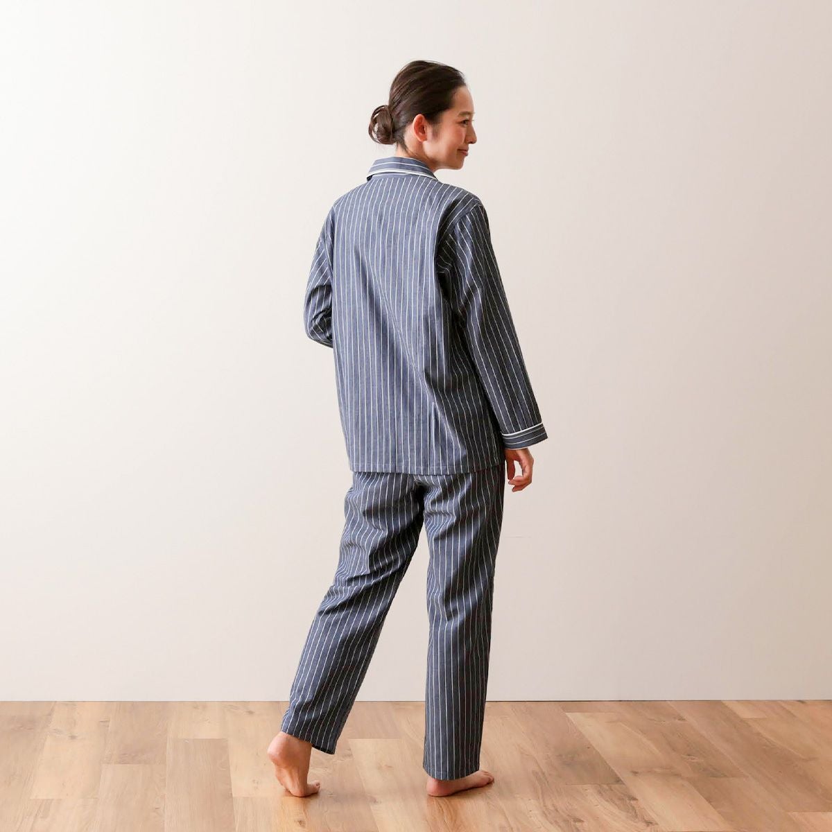 レディース｜岡山デニム ストライプ柄 長袖 パジャマ｜快眠ラボ公式