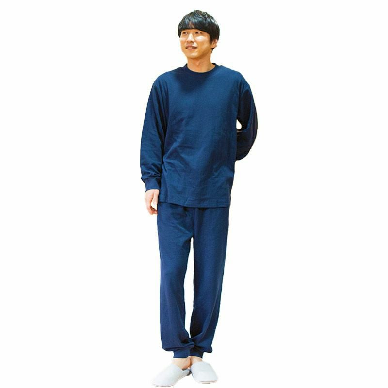メンズ｜光電子(R)ニットガーゼ 無地 長袖 上下セット｜快眠ラボ公式