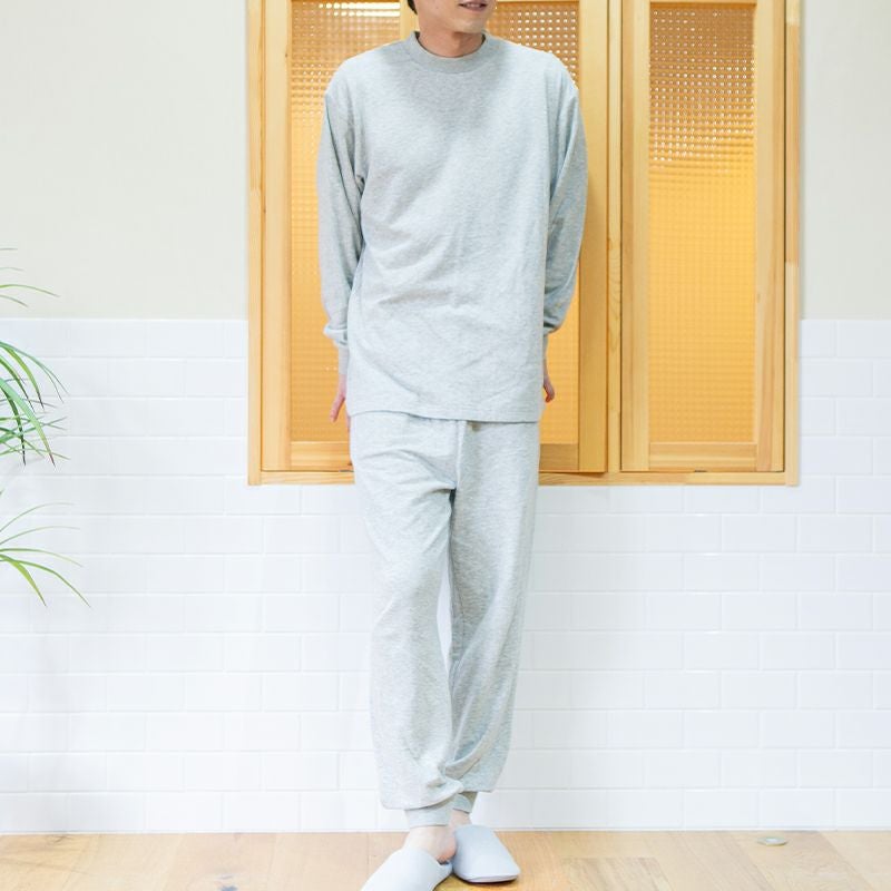 メンズ｜光電子(R)ニットガーゼ 無地 長袖 上下セット｜快眠ラボ公式