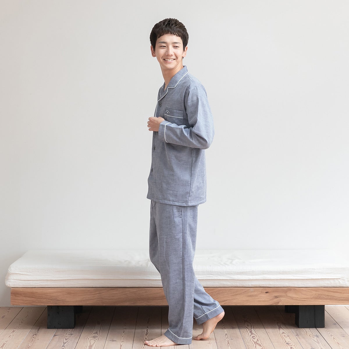 ソフトタッチホットカバ-2m*2m色グレー メンズ｜クイックエアダブルガーゼ（ハイブリッド糸 コアヤーン