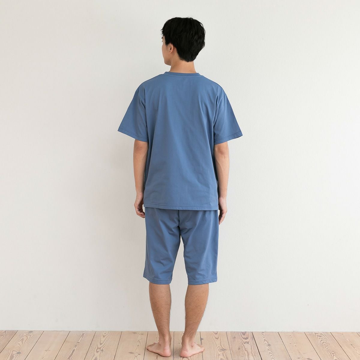 メンズ｜夏のひんやり綿（接触冷感） 胸元ボーダー｜快眠ラボ公式