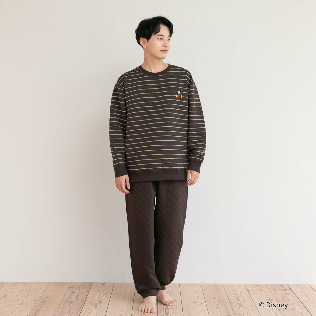 【Kaimin Labo】『快眠ラボあったかスーパーダンボールトレーナー　ボーダーグレー』睡眠の質は体温で決まる！体温で温める光電子パジャマ メンズ｜光電子(R)スーパーキルト 無地 テーラーパジャマ｜快眠ラボ